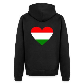 Ungarn - Unisex Premium Bio Zip Hoodie - Schwarz - Hinten - Nico (187cm)