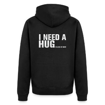 Ich Brauche Ein Großes Glas Bier - lustig Geschenk - Unisex Premium Bio Zip Hoodie - Schwarz - Hinten - Nico (187cm)