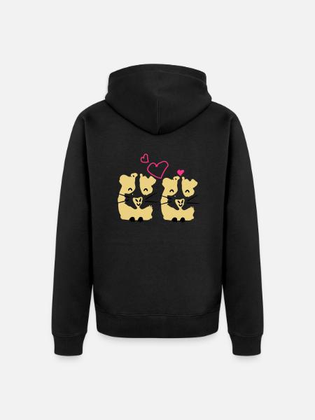 søt Gini-gris marsvin par - Premium økologisk unisex-hettejakke - svart