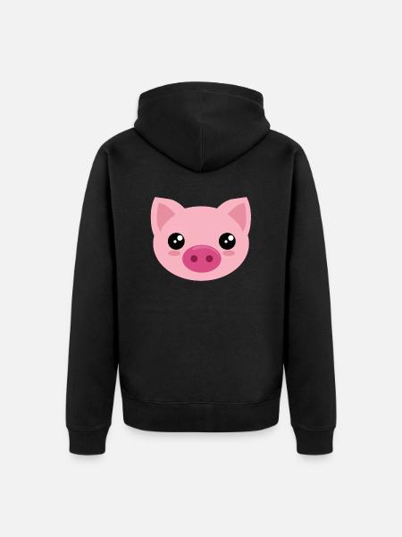 Pig face - pig piglet costume Halloween animal - Unisex Premium Organic Zip Hoodie - black