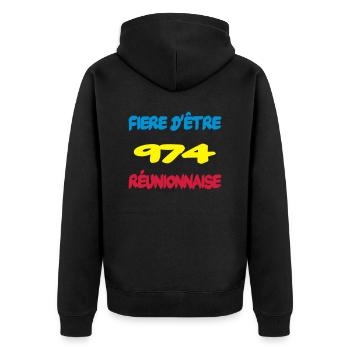 Fiere d'être reunionnaise - Veste à capuche bio Premium Unisexe - noir - Dos - Nico (187cm)