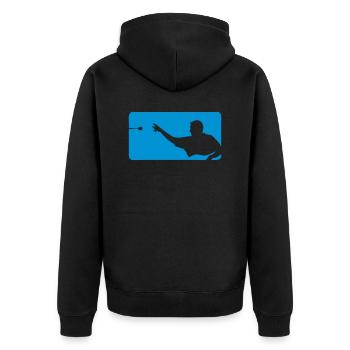flechette logo joueur - Veste à capuche bio Premium Unisexe - noir - Dos - Nico (187cm)