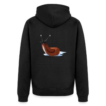 Nacktschnecke - Unisex Premium Bio Zip Hoodie - Schwarz - Hinten - Nico (187cm)
