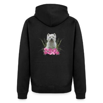 West Highland Terrier - Unisex Premium Bio Zip Hoodie - Schwarz - Hinten - Nico (187cm)