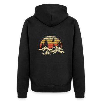 Camping sunset tents Mountains Wilderness - Unisex Premium Organic Zip Hoodie - black - Back - Nico (187cm)