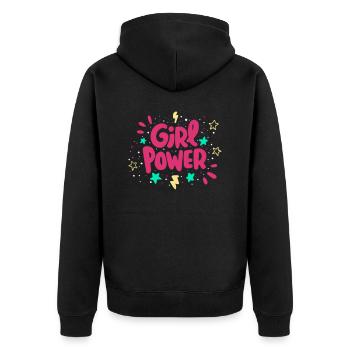 Girl power - Unisex Premium Organic Zip Hoodie - black - Back - Nico (187cm)