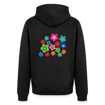 Hippie Blumen Flower Power Geschenk 70er Love - Unisex Premium Bio Zip Hoodie - Schwarz - Hinten - Nico (187cm)