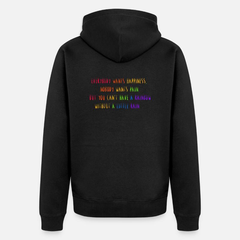 Regenbogen Spruch - Unisex Premium Bio Zip Hoodie - Schwarz