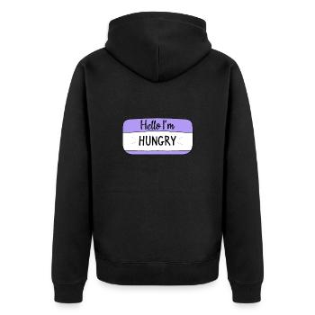 Hello im hungry, funny T-shirt - Unisex Premium Organic Zip Hoodie - black - Back - Nico (187cm)