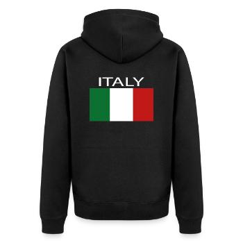 italy - Unisex Premium Bio Zip Hoodie - Schwarz - Hinten - Nico (187cm)