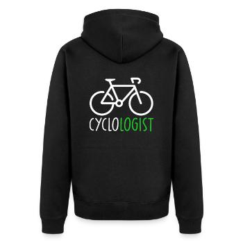cyclologist / humour sport cyclisme vélo - Veste à capuche bio Premium Unisexe - noir - Dos - Nico (187cm)
