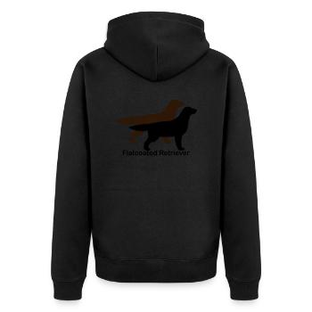 Flatcoated Retriever black and liver - Unisex Premium Organic Zip Hoodie - black - Back - Nico (187cm)