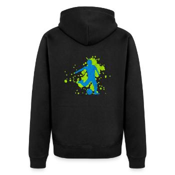 fussball | fußball | fussballer | fußballer - Unisex Premium Bio Zip Hoodie - Schwarz - Hinten - Nico (187cm)