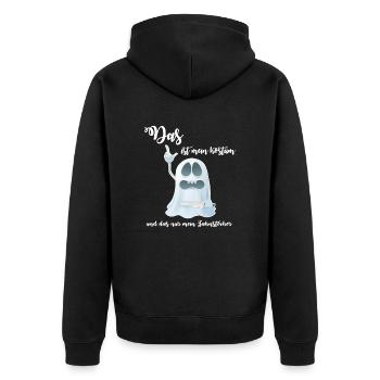 DAS ist mein Kostüm und das nur mein Zahnstocher - Unisex Premium Bio Zip Hoodie - Schwarz - Hinten - Nico (187cm)