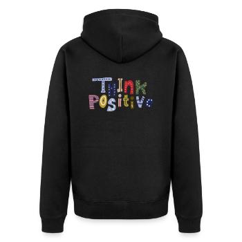 Positiv denken - Unisex Premium Bio Zip Hoodie - Schwarz - Hinten - Nico (187cm)