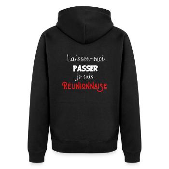 laisse-moi passer je suis réunionnaise - Veste à capuche bio Premium Unisexe - noir - Dos - Nico (187cm)