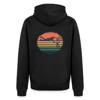 BMX Retro Cycling Gift - Unisex Premium Organic Zip Hoodie - black - Back - Nico (187cm)