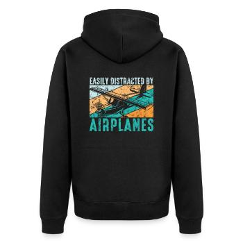 Facilement distrait par le pilote d’aviation Des avions - Veste à capuche bio Premium Unisexe - noir - Dos - Nico (187cm)