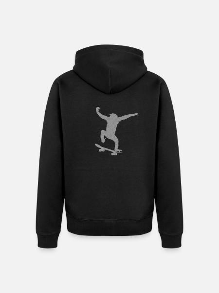 Monkey Skateboard - Unisex Premium Bio Zip Hoodie - Schwarz