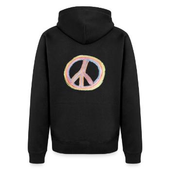 Peace - Unisex Premium Organic Zip Hoodie - black - Back - Nico (187cm)
