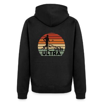 Ultra Trail Runner Sunset - Unisex Premium Organic Zip Hoodie - black - Back - Nico (187cm)