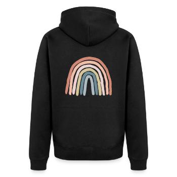 Regenbogen pastell - Unisex Premium Bio Zip Hoodie - Schwarz - Hinten - Nico (187cm)