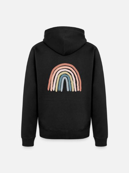 Regenbogen pastell - Unisex Premium Bio Zip Hoodie - Schwarz