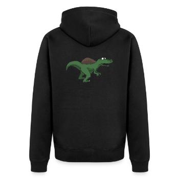 Dino 24 - Unisex Premium Bio Zip Hoodie - Schwarz - Hinten - Nico (187cm)