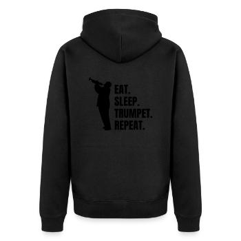 Trompete lustiger Musiker Spruch Musik Instrument - Unisex Premium Bio Zip Hoodie - Schwarz - Hinten - Nico (187cm)