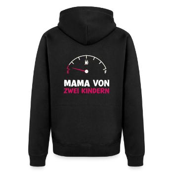 Tank leer Mama von 2 Kindern Mutter Muttertag Kind - Unisex Premium Bio Zip Hoodie - Schwarz - Hinten - Nico (187cm)