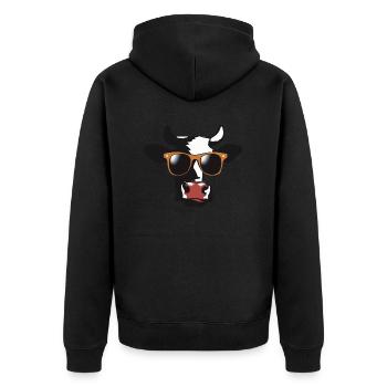 Kuh mit Sonnenbrille Bauernhof Bauer Coole Kuh - Unisex Premium Bio Zip Hoodie - Schwarz - Hinten - Nico (187cm)