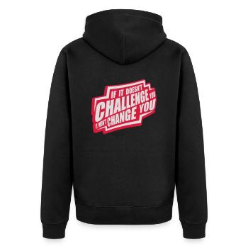 Workout Fitness Motivation Zitat - Unisex Premium Bio Zip Hoodie - Schwarz - Hinten - Nico (187cm)