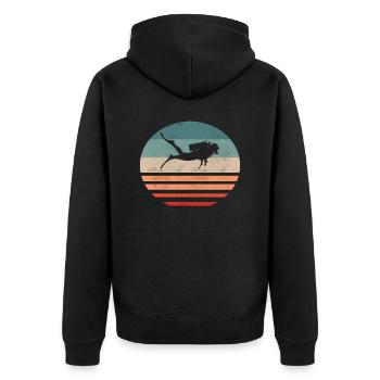 Taucher Herzschlag Tauchen Retro Apnoe - Unisex Premium Bio Zip Hoodie - Schwarz - Hinten - Nico (187cm)