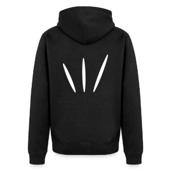 3 Strahlen | glow | Vectorgraphic - Unisex Premium Bio Zip Hoodie - Schwarz - Hinten - Nico (187cm)