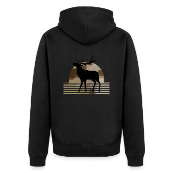 Deer - Unisex Premium Organic Zip Hoodie - black - Back - Nico (187cm)