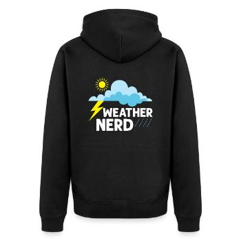 Weather Nerd Meteorology Meteorologist - Unisex Premium Bio Zip Hoodie - Schwarz - Hinten - Nico (187cm)