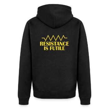 Resistance is futile Amateur Radio Operator - Unisex Premium Bio Zip Hoodie - Schwarz - Hinten - Nico (187cm)