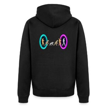 Evolution durch Portale - Unisex Premium Bio Zip Hoodie - Schwarz - Hinten - Nico (187cm)