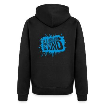 you can be kind - Unisex Premium Bio Zip Hoodie - Schwarz - Hinten - Nico (187cm)