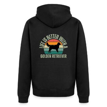 LIFE IS BETTER WITH A GOLDEN RETRIEVER - Unisex Premium Organic Zip Hoodie - black - Back - Nico (187cm)