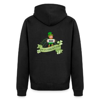 Saint-Patrick 2023 Leprechaun avec Clover Ireland - Veste à capuche bio Premium Unisexe - noir - Dos - Nico (187cm)