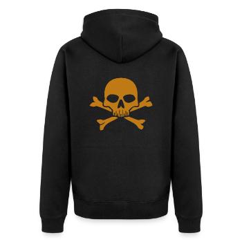 Deathhead-Ikone Crane 8 - Unisex Premium Bio Zip Hoodie - Schwarz - Hinten - Nico (187cm)