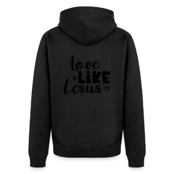 Love Like Jesus - Unisex Premium Organic Zip Hoodie - black - Back - Nico (187cm)
