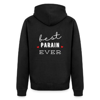 Best Parrain Ever - Cadeau idéal pour Parrain - Veste à capuche bio Premium Unisexe - noir - Dos - Nico (187cm)