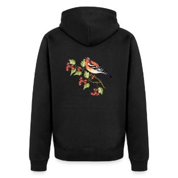 Bunter Vogel - Unisex Premium Bio Zip Hoodie - Schwarz - Hinten - Nico (187cm)