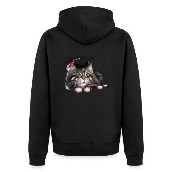Bachelor Maine Coon Graduate Cat High School Diploma - Unisex Premium Organic Zip Hoodie - black - Back - Nico (187cm)