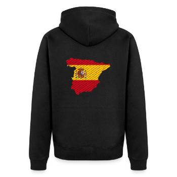 Spanien in vielen Sprachen - Unisex Premium Bio Zip Hoodie - Schwarz - Hinten - Nico (187cm)