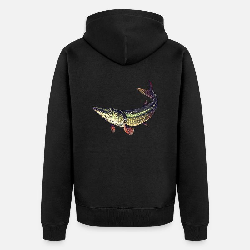 Pêche ciblée au brochet - Veste à capuche bio Premium Unisexe - noir