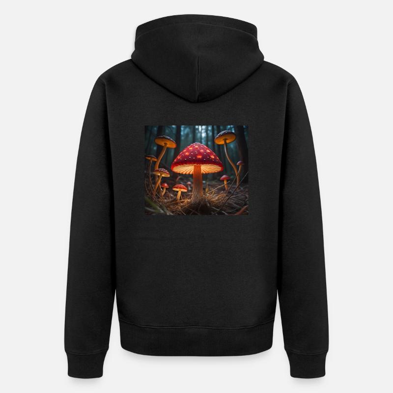 Glowing Toadstools - Unisex Premium Organic Zip Hoodie - black