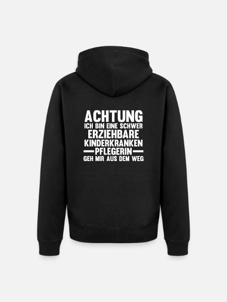 Pfleger Pflegekraft Kinderkrankenpflegerin - Unisex Premium Bio Zip Hoodie - Schwarz